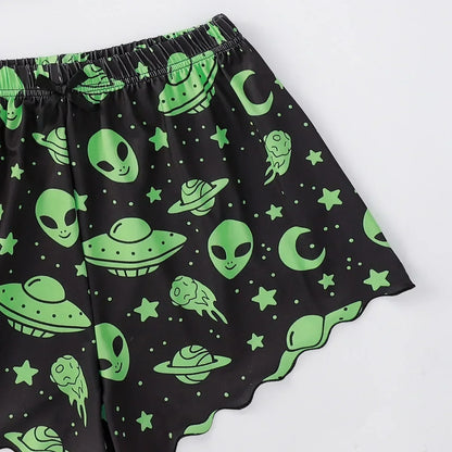 Glowing the dark Alien Print Summer Pajama